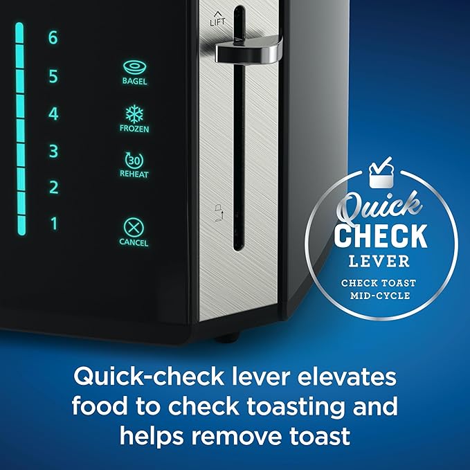Oster 4-Slice Toaster Touch Screen Stainless Steel Digital Timer 6 Shade Settings Easy to Clean Removable Crumb Tray