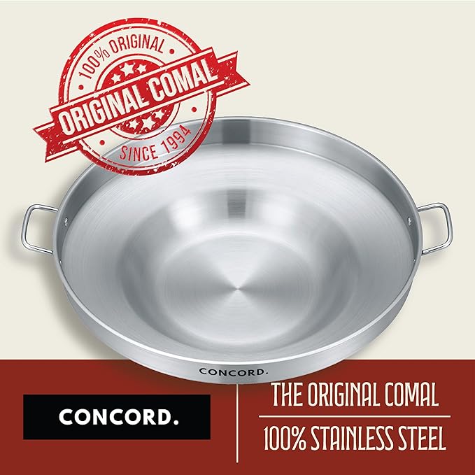 Concord Stainless Steel Comal Frying Bowl Cookware (22) silver (S4008 S4812 S5612)