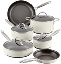 Anolon Achieve Hard Anodized Nonstick Cookware/Pots and Pans Set 10 Piece - Cream