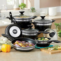 Montgomery Ward 10-Piece Chef Tested Banded Cookware Set Black