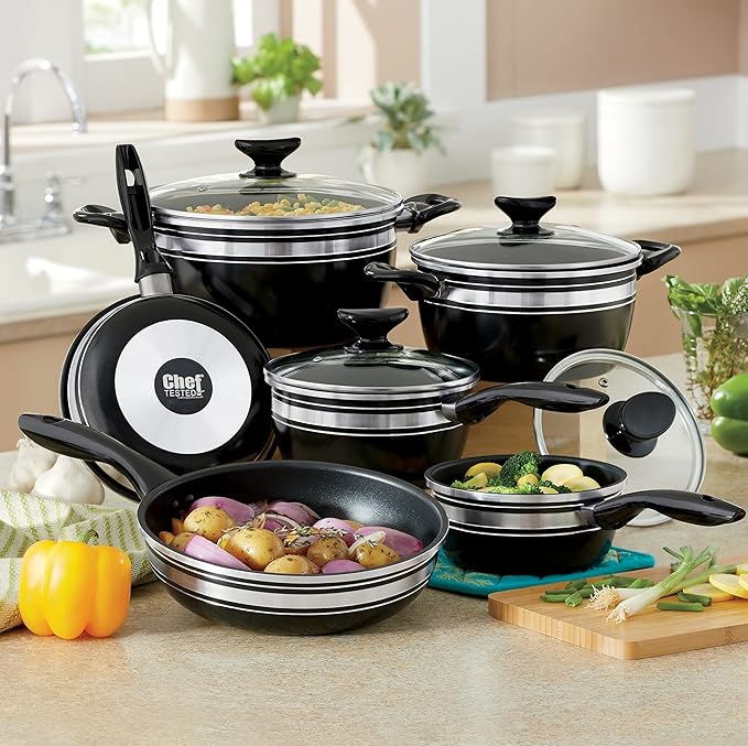 Montgomery Ward 10-Piece Chef Tested Banded Cookware Set Black