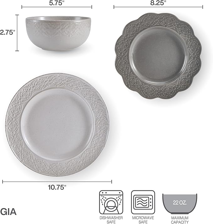 Pfaltzgraff Gia 12 Piece Dinnerware Set Service For 4 Multicolored