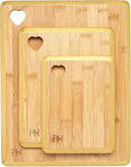 Paris Hilton Reversible Bamboo Cutting Board Set with Heart Shaped Cut-Out Design Glamorous Gold Edge Detail and Multiple Board Sizes 3-Pieces Gold