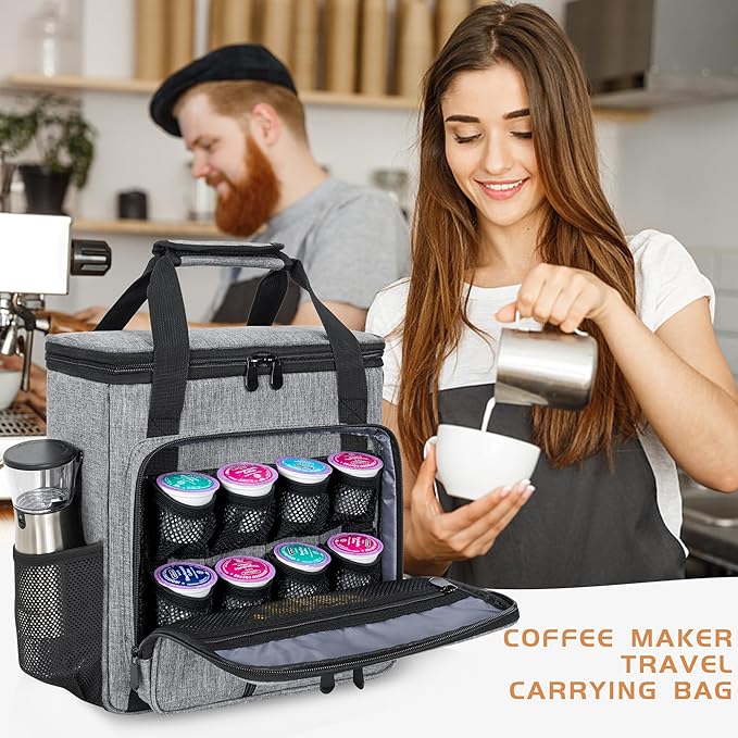 Coffee Maker Carrying Bag Compatible with Keurig K-Mini or K-Mini Plus Single Serve Coffee Brewer Portable Storage Bag with Extra Pockets Storage Tote Case With Shoulder Strap