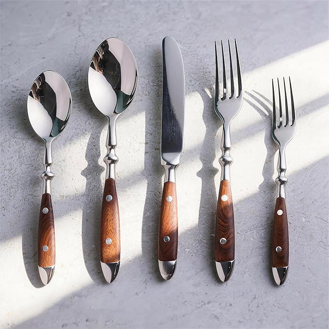 Silverware Set for 4 Classic 20 Piece Flatware Set Elegant 18/10 Stainless Steel Western Cutlery Delicate Utensils for Home Dishwasher Safe Mirror Polished