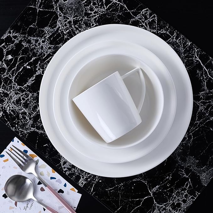 Stone Lain Madeline Formal Bone China Dinnerware Set 32 Piece Service for 8 White