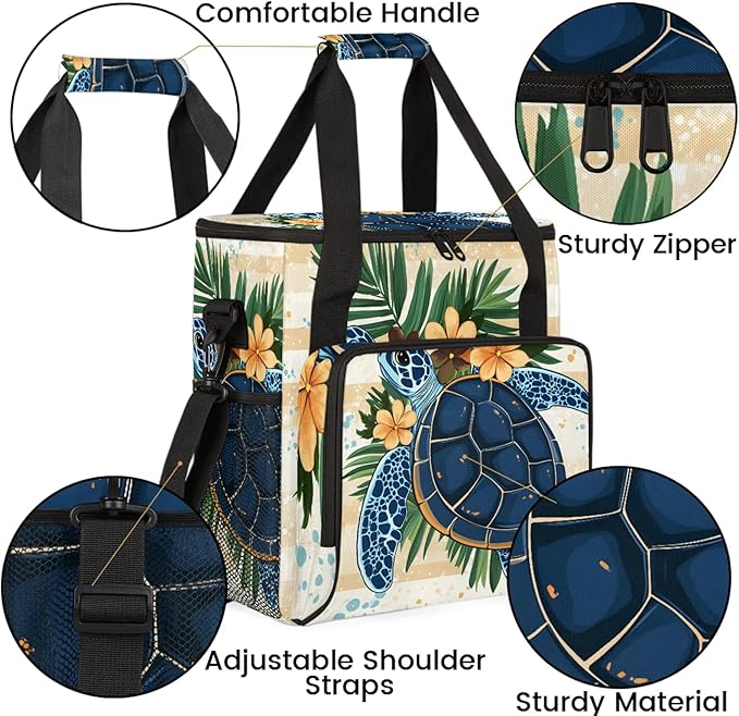 Sea Turtle Coffee Maker Travel Bag Animals Insulated Grocery Bag Travel Picnic Leakproof Cooler Bags With Shoulder Strap