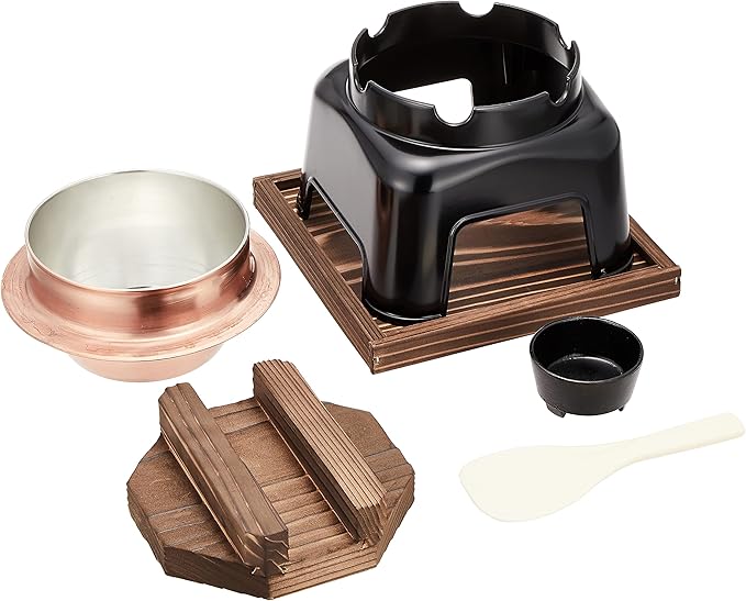 Endoshoji TKG QKM7201 Tabletop Rice Pot Copper Pot Set 1 Cooking High Thermal Conductivity Due to the Properties of Copper Fast and Delicious Cooking Width x Depth x Depth 7.7 x 8.5 inches (195 x