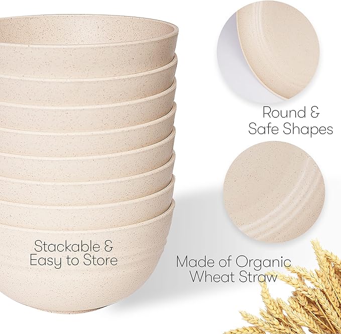Wheat Straw Dinnerware Sets | Unbreakable Dinnerware Sets | Dishwasher Microwave Safe Dinnerware | Eco Friendly Non Breakable Dinnerware Sets | RV Outdoor Camping (Beige Service for 8 (32 pcs))