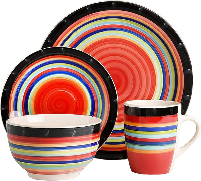 Gibson Home Casa Stella 16-Piece Dinnerware Set Red