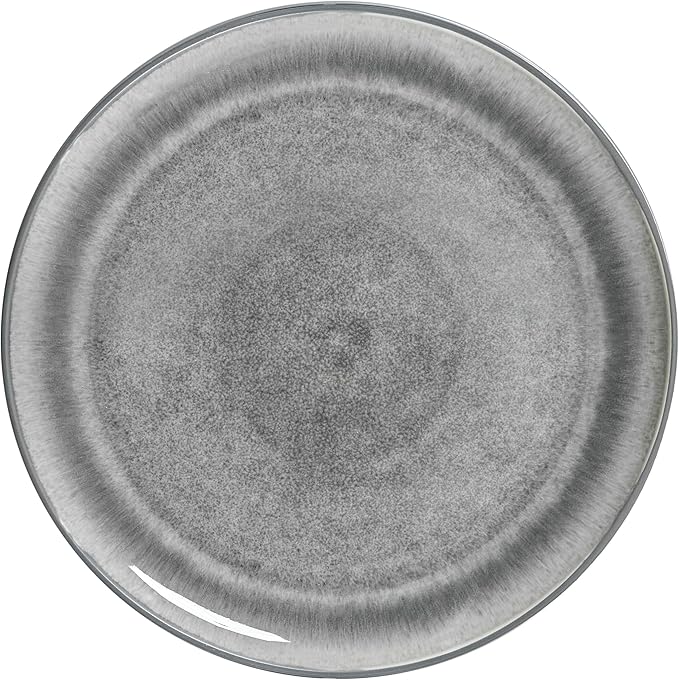 Sango Asher 12-Piece Stoneware Dinnerware Set for 4 Gray Ceramic Plates and Bowls Sets Modern Dish Set with Reactive Glaze Durable Kitchen Dishes for Casual Dining Microwave &amp Dishwasher Safe