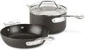 All-Clad Essentials Hard Anodized Nonstick Fry &amp Sauce Pan Set 8.5 Inch  2.5 Quart Oven Broiler Safe 500F Pots and Pans Cookware Black