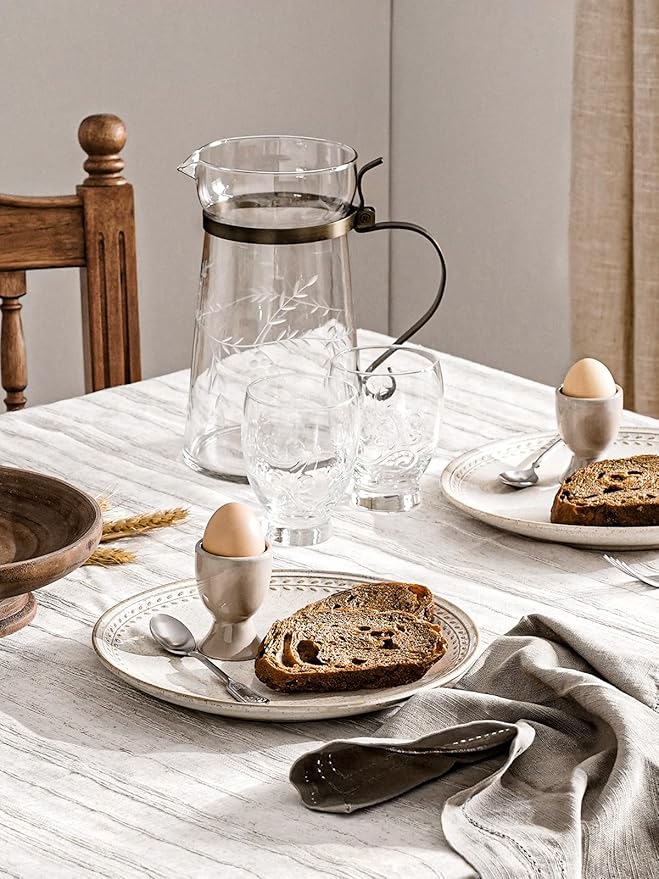 LE TAUCI Dinnerware Sets for 4 12 Piece Ceramic Dish Set with Plates and Bowls | Oven/Dishwasher/Microwave Safe | Ideal for Housewarming | Reactive Beige (10 Plate+8 Dish+27oz Bowl)