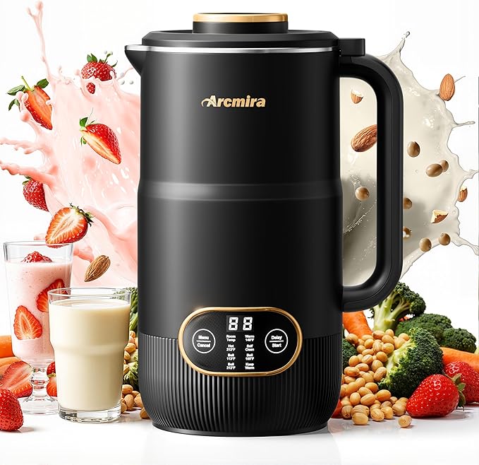 8 in 1 Nut Milk Maker 8 Blade 35oz Homemade Almond Oat Coconut Soy Plant Based Milks and Non Dairy Beverages Soy Milk Maker Machine with Delay Start/Keep Warm/Self-Cleaning/Boil Water