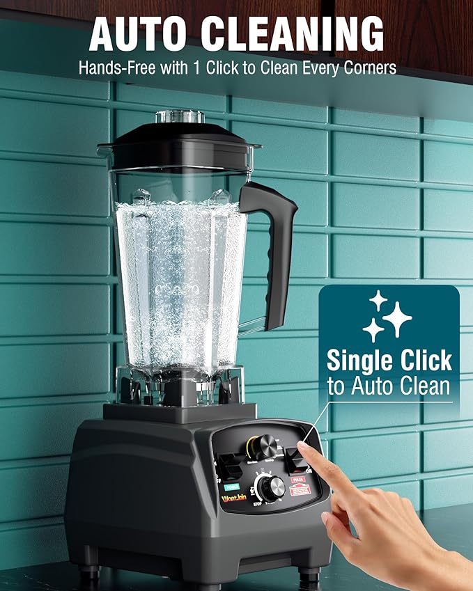 WantJoin Professional Blender Countertop BlenderBlender for kitchen Max 1800W High Power Home and Commercial Blender with Timer Smoothie Maker 2200ml for Crushing Ice Frozen Dessert (Grey)