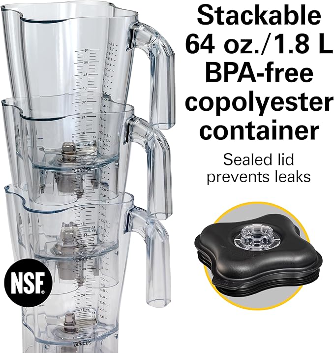 Hamilton Beach Commercial Tempest High-Performance Blender 64 Ounce / 1.8 Liter Capacity 3 HP Motor NSF Certified HBH650R