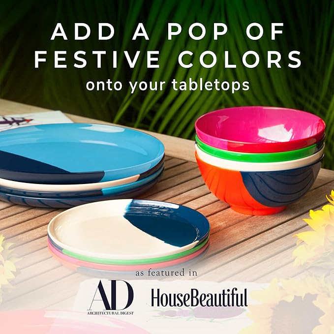 Melamine Serving bowls | Extra Durable Melamine Pasta Salad Bowl | Shatter-Proof and Chip-Resistant | Dishwasher Safe BPA Free | Lightweight Dinnerware Set of 4 | Perfect for Parties Picnics BBQ