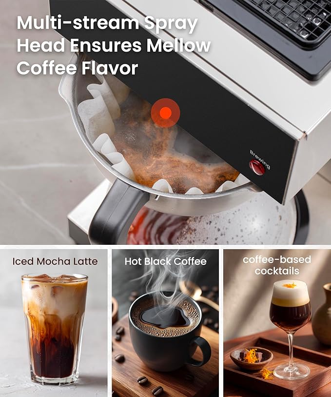 SYBO Commercial Coffee Maker 12 Cup Pour Over Drip Coffee Maker Brewer with 3 Lower Warmers Stainless Steel Cafetera