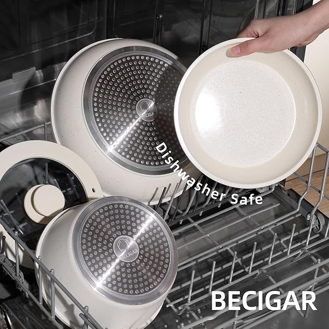 8PCS Ceramic CookwareNonstick Ceramic Pan Removable Handle Pots and Pans Set Stackable Pan Set Nonstick Pots and Pans Set Non Stick pot for HomeRV