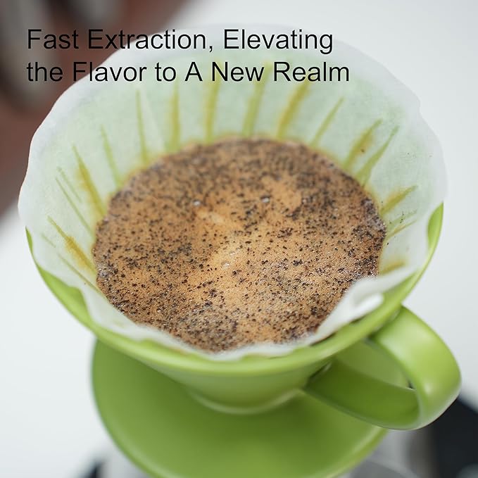 DHPO Artisan Series Coffee Dripper Made of High Fired Ceramic Material Size 02 Ceramic Pour Over Coffee Maker Filter Coffee Slow Brewing Accessories for Home Office and Cafe Green