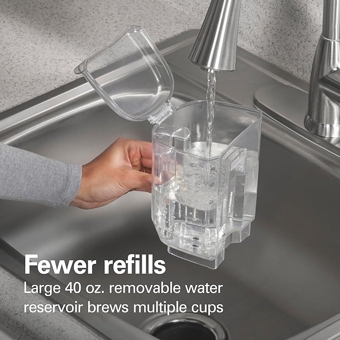 Hamilton Beach The Scoop Single Serve Coffee Maker &amp Fast Grounds Brewer for 8-14oz. Cups Brews in Minutes 40oz. Removable Reservoir Stainless Steel (49987)Silver