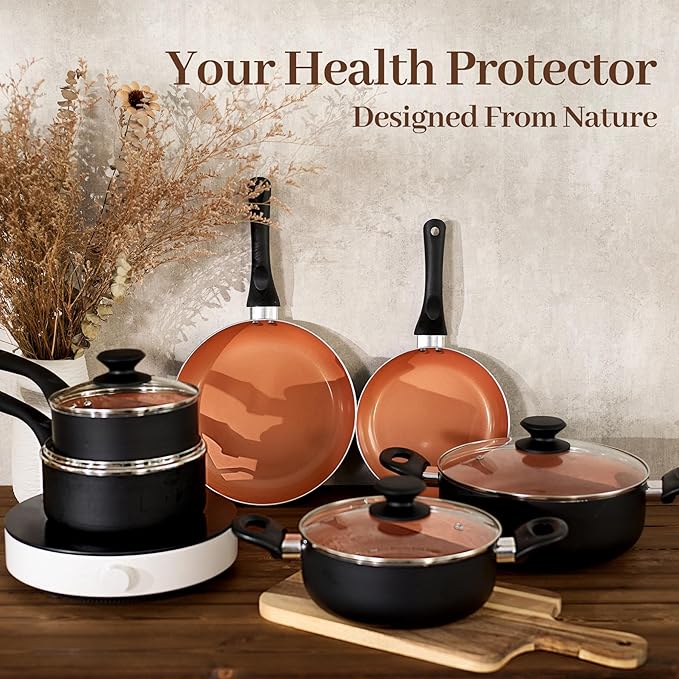 Ceramic Pots and Pans Set 15PCS Nonstick Set Ceramic Cookware Set Nonstick Pan Pots and Pans Set Non Stick Cookware set (With-Induction)