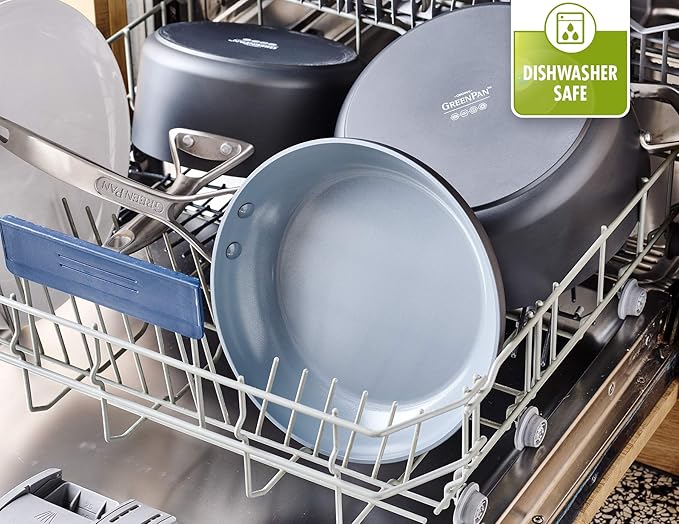GreenPan Paris Pro Hard Anodized Healthy Ceramic Nonstick 11 Piece Cookware Pots and Pans Set with Stainless Steel Lids PFAS-Free Dishwasher Safe Grey