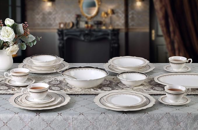 Lorren Home Trends Dalilah Dinnerware Set Navy