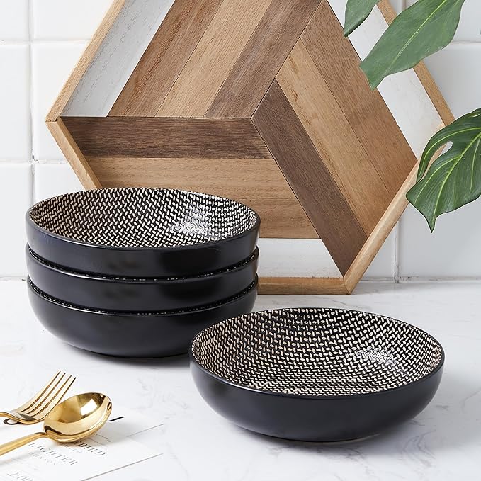 Stone Lain Daisy Stoneware 32-piece Round Dinnerware Set Brown and Black