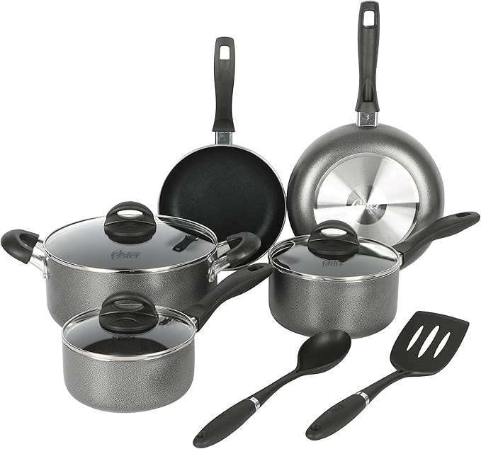 Oster Clairborne 10 Piece Aluminum Cookware Set W/Tools
