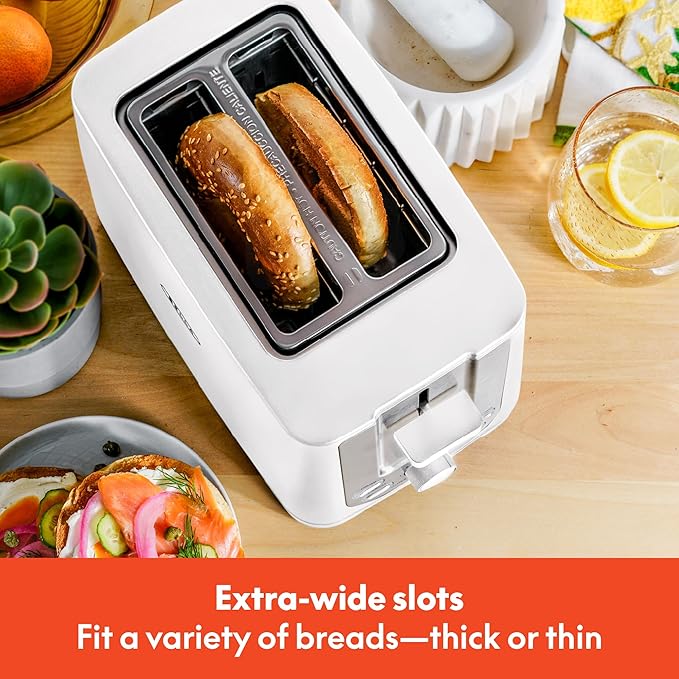 bella 2 Slice Toaster with Auto Shut Off - Extra Wide Slots &amp Removable Crumb Tray and Cancel Defrost &amp Reheat Function - Toast Bread Bagel &amp Waffle White