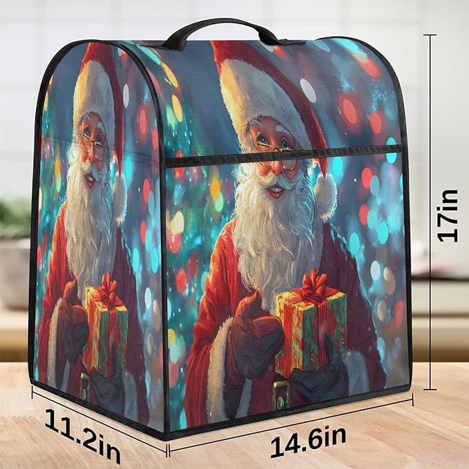 cfpolar Kitchen Aid Mixer Cover Compatible with 6-8 Quarts Santa Claus Christmas Hat Stand Mixer Cover Kitchen Aid Mixers Accessories Appliance Organizer Bag Dust Covers with Zipper Pocket