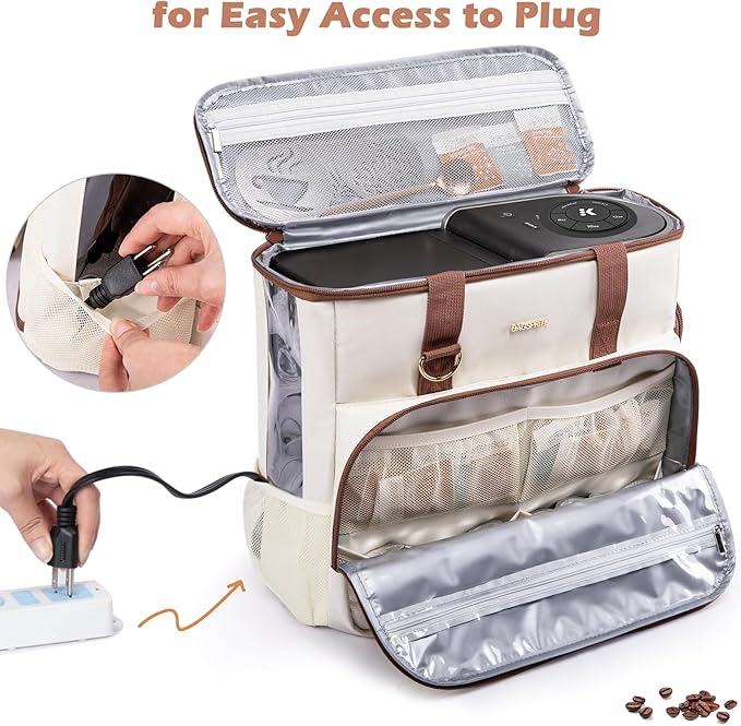 BAGSPRITE Travel Coffee Maker Carrying Case for Keurig K-Mini Plus &amp K-Slim – Portable Single Serve Coffee Machine Storage Bag with Accessories Space Coffe Maker Travel Bag