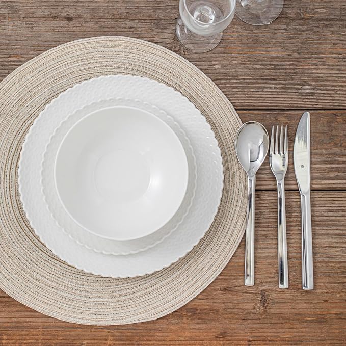 16 Piece Dinnerware Sets with Dishes Bowls and Plates Porcelain Dinner Set for 4 White Glossy Round All Occasions