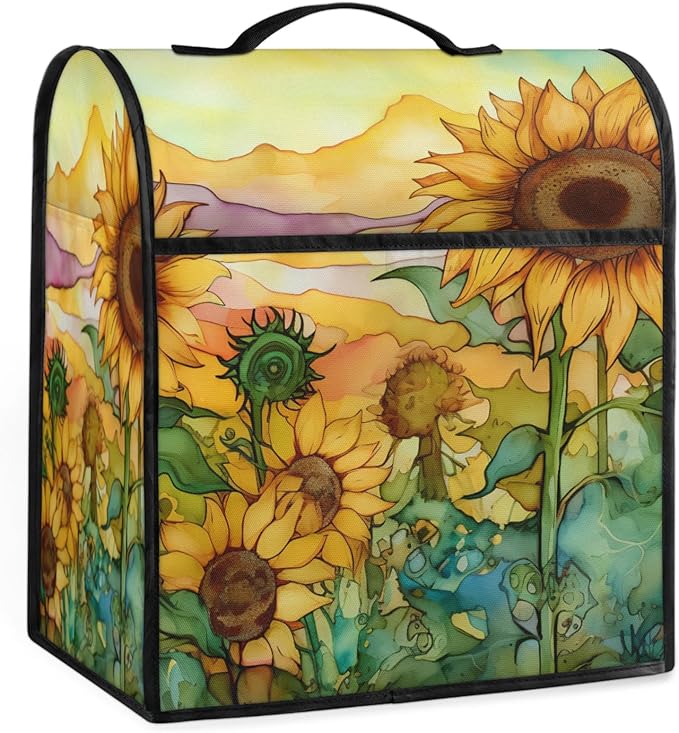cfpolar Kitchen Aid Mixer Cover Compatible with 6-8 Quarts Watercolor Sunflower Plant Stand Mixer Cover Kitchen Aid Mixers Accessories Appliance Organizer Bag Dust Covers with Zipper Pocket