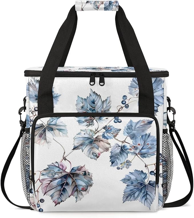 Grapes Fruit Leaves Coffee Maker Carring Bag Large Insulated Storage Organizer Case Tote Bags with Shoulder Strap for Travel Work Picnic