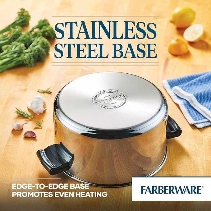 Farberware Classic Stainless Steel 6-Quart Stockpot with Lid Stainless Steel Pot with Lid Silver