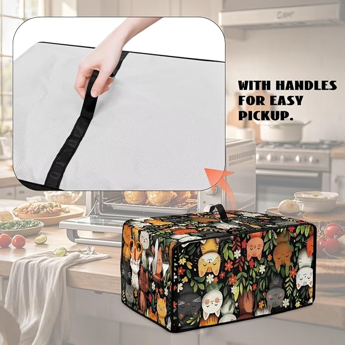 Doojoayie Cute Cat Toaster Cover 6 Slice Universal Fit Small Appliance Covers with Top Handle Design Toaster Covers Kitchen Decoration Gift for Mother Wife or Anyone Who Loves to Cook