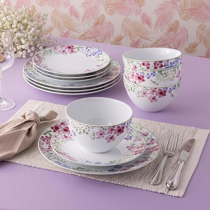 Noritake Bloomington Road Colorful 12-Piece Dinnerware Set Service for 4