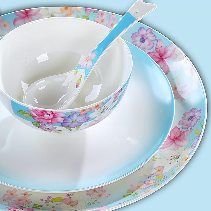 40 Pcs Fine Bone China Dinnerware Set Porcelain &amp Ceramic Dinnerware Sets Bone Stoneware &amp Ceramic Cookware Tableware Set Includes Dinner Plates|Spoons|Pasta Bowls|Soup Pot|Chopsticks