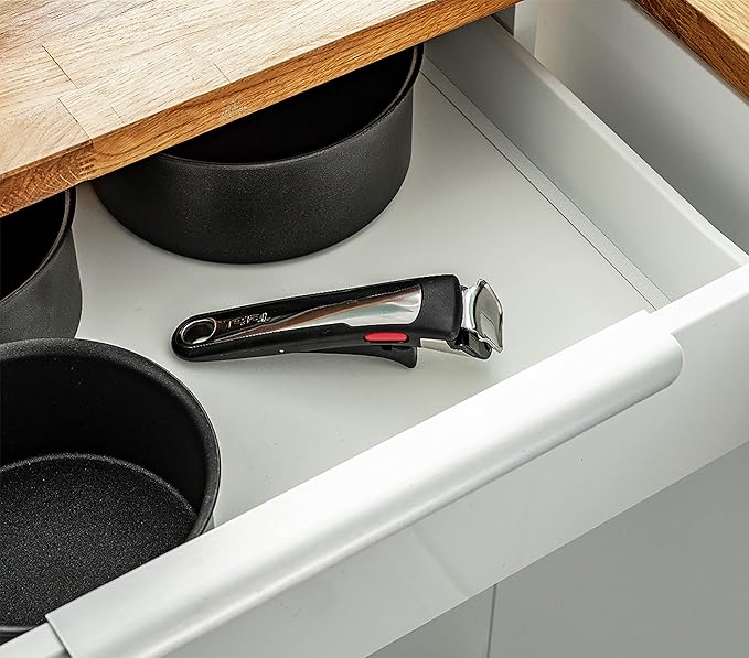 Tefal Ingenio Unlimited ON Try-Me Pan Set 3 Pieces Stackable Removable Handle Space Saving Non-Stick Induction Black (L3959443)