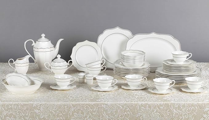 Lorren Home Trends Lace-57 Dinnerware Set for Entertaining One Size Silver