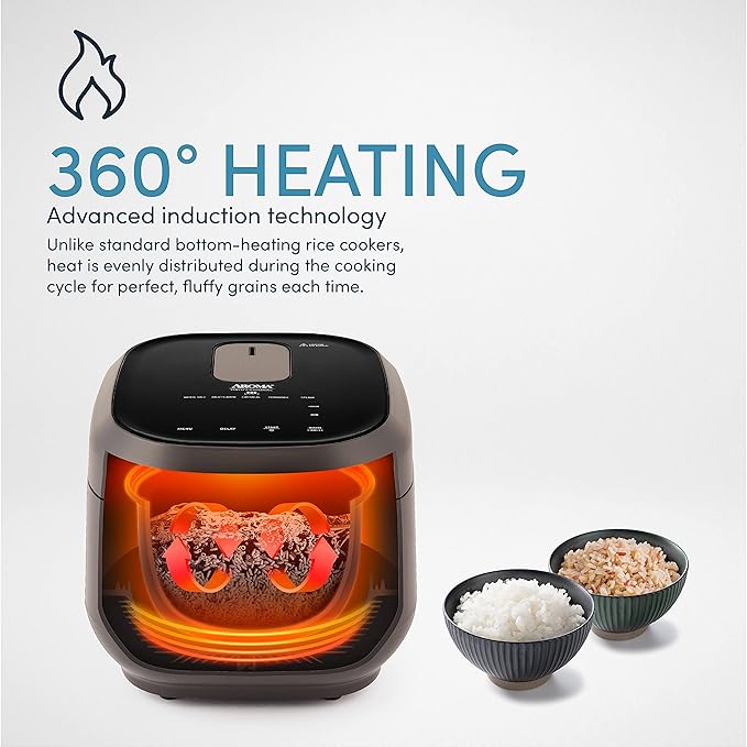Aroma Housewares Professional 12-Cups (Cooked) / 3Qt. 360° Induction Rice Cooker &amp Multicooker (ARC-7606B) Black 12 Cup