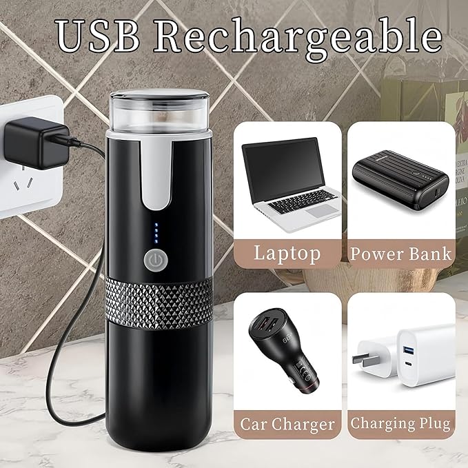 AUNMAS Portable Coffee Machine Travel Car Espresso Maker Handheld Coffee Maker Manually Operated for Camping Hiking Electric Espresso Machine Compatible for Capsules