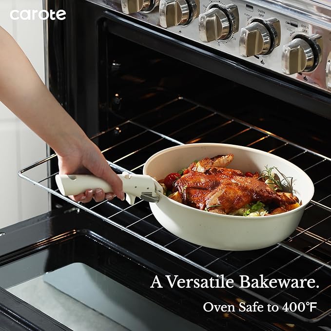 CAROTE 17pcs Pots and Pans Set Nonstick Cookware Set Detachable Handle Induction Kitchen Cookware Sets Non Stick with Removable Handle RV Cookware Set Oven Safe