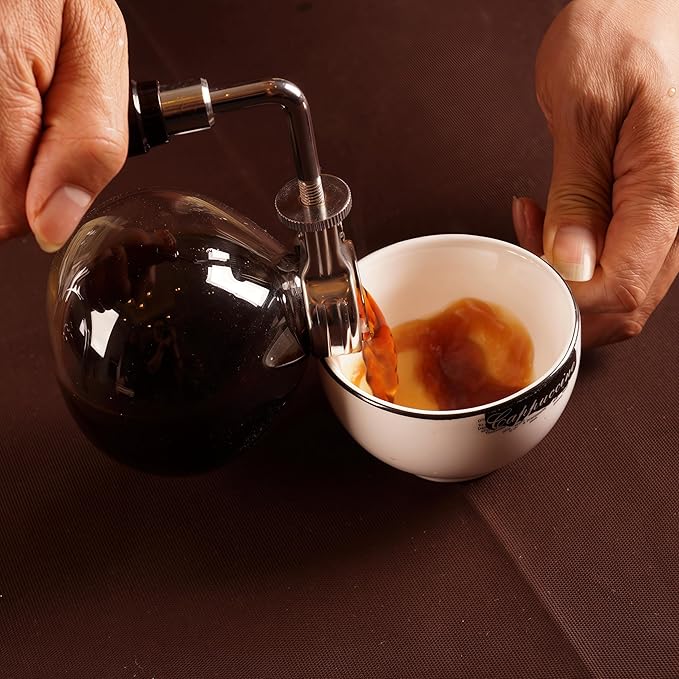 Borasilicate Glass Syphon Coffee Maker 5-Cup 600ml(20.3 oz)Vaccum Gravity Clear Coffee Tabletop Siphon Pot with Reusable Cloth Filter Coffee Brewer Hot Tea Maker Machine(Standard Edition)