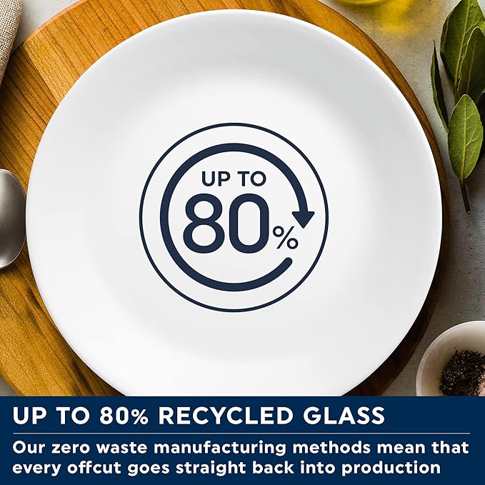 Corelle Vitrelle 4-Pieces 8.5 Glass Salad/Appetizer Plates Chip &amp Crack Resistant Glass Dinnerware Set Plates Winter Frost White