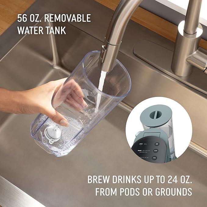 Ninja Pods &amp Grounds Specialty Single-Serve Coffee Maker K-Cup Pod Compatible Built-In Milk Frother 6-oz. Cup to 24-oz. Travel Mug Sizes Iced Coffee Maker 1550 watts Sage Green PB051SG