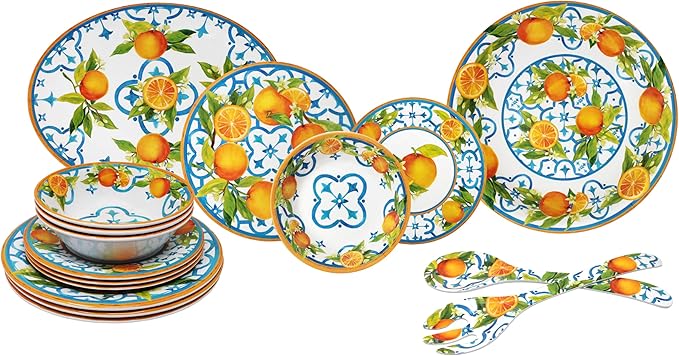 Le Cadeaux Luxury Melamine 16 Piece Dinnerwear Set Service for 4 Valencia