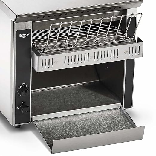 Vollrath CT2H-120250 Horizontal Conveyor Toaster Stainless Steel 120V 10.5 Wide Conveyor 250 Slices/Hour Capacity Variable-Speed Control Quartz Heating 2.5 Product Opening